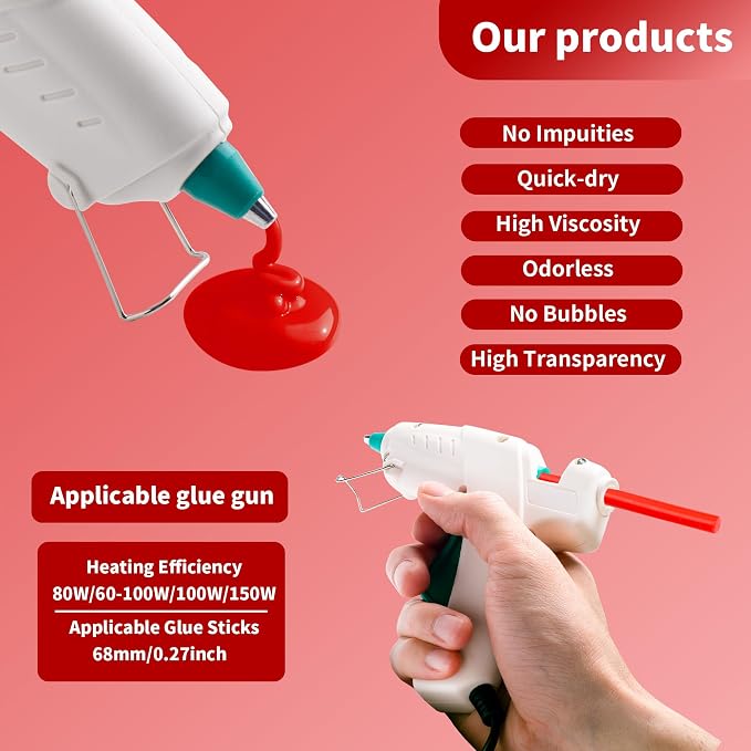 MATUFF Red Hot Glue Sticks Mini 0.27" x 5.9 inches, Colored Hot Melt Mini Glue