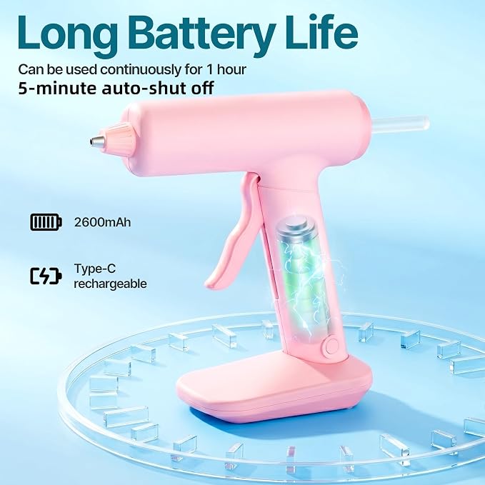 Cordless Hot Glue Gun, 30s Fast Preheating