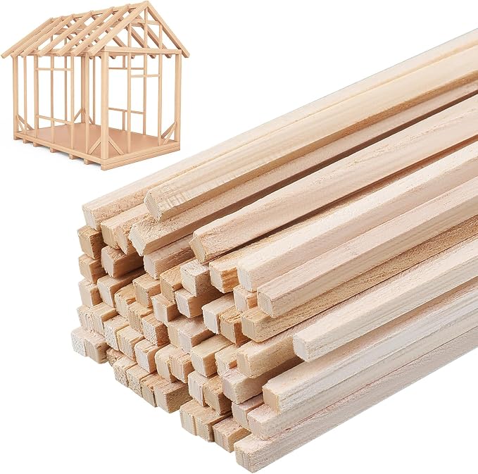 Menkxi 480 Pcs Balsa Wood Sticks 1/8 x 1/8 x 12 Inch Wood Strips Hardwood