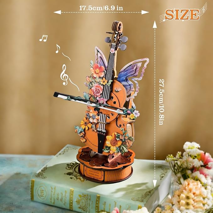 3D Wooden Puzzles for Adults, Cello Music Box