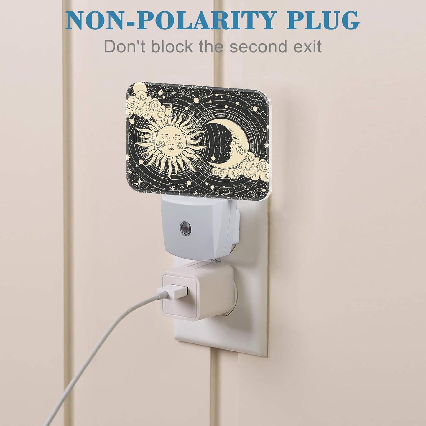Sun and Moon with Faces Plug in Night Lights, Astrology Nightlight Plug Into Wall Dusk to Dawn Sensor for Kid Girls Boys Women Men Room, Hallway, Kitchen, Bathroom, Stairs Decor