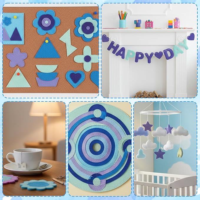 Ymapinc 10Pcs Blue Felt Fabric Sheets, 8x12 Inch | Soft Craft Material