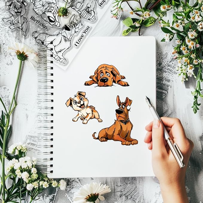 GLOBLELAND Cartoon Dog Clear Stamps