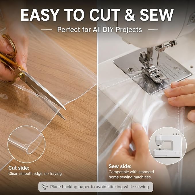SHISU Clear TPU Vinyl Fabric 12 Mil, Heavy Duty Large Sheet | Large waterproof