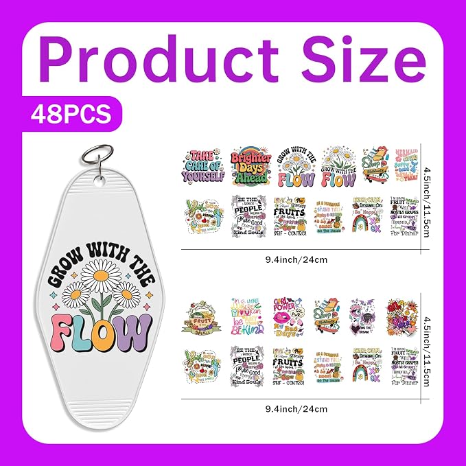 48PCS UV DTF Stickers Positive Quotes Sticker