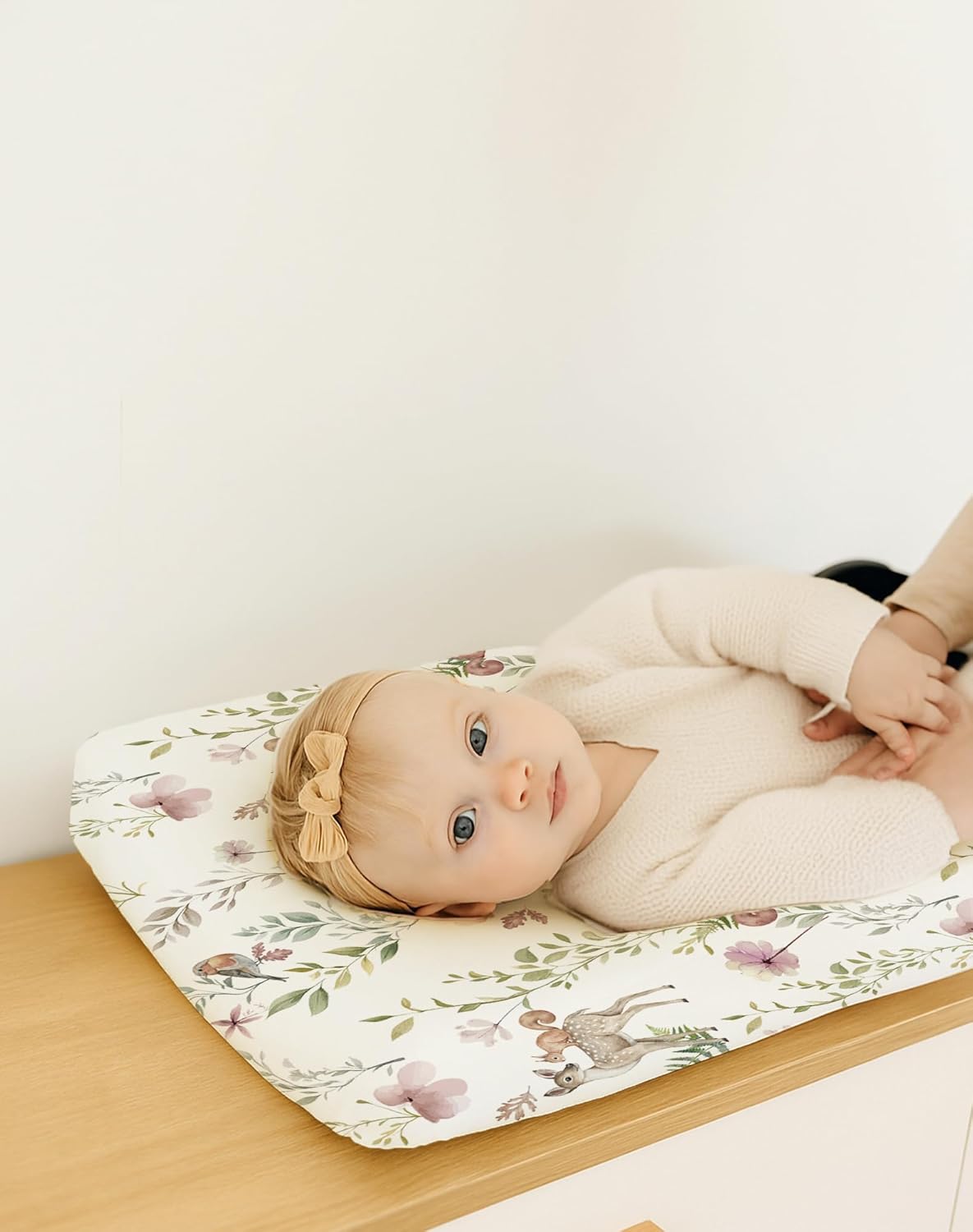 Changing Pad Cover for Baby Boys Girls 2 Pack, Fits Standard 32”×16” Changing Table Pads, Silky Breathable Stretch Knit, Machine Washable (Floral Fawn)