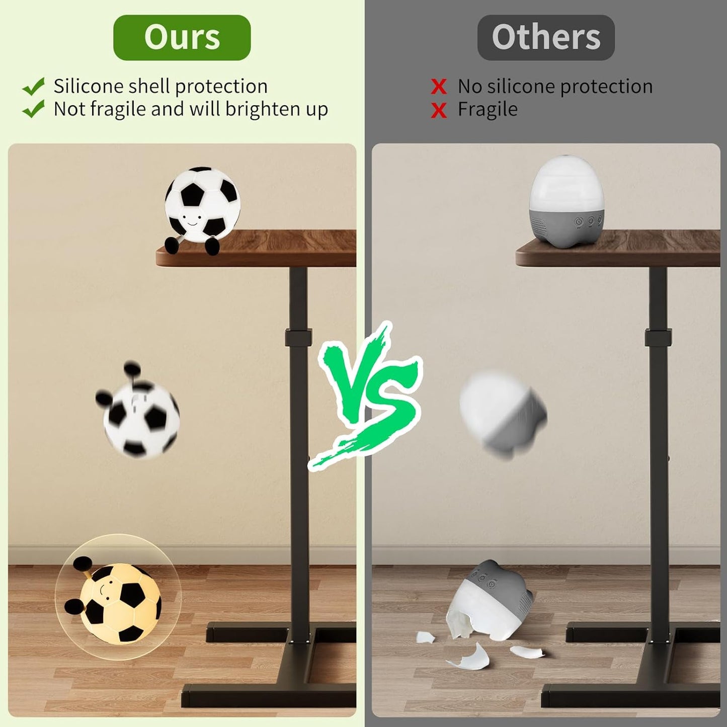 YISUN Soccer Silicone Night Light for Kid, Rechargeable Night Lights with 7 Colors & Timer, Cute Squishy Lamp for Boys Girls Christmas Gifts, Dimmable LED Light Room Decor Toys