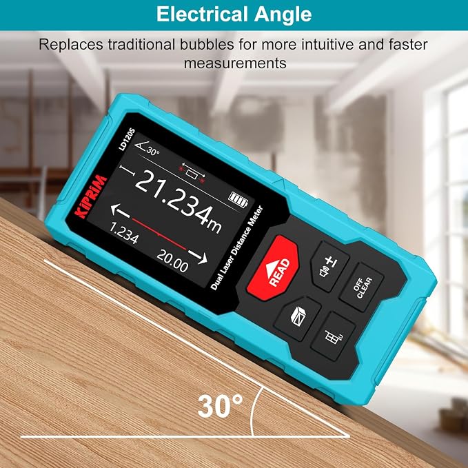 Kiprim 393ft Dual Laser Distance Measuring Tool LD120S, 120m Total Range