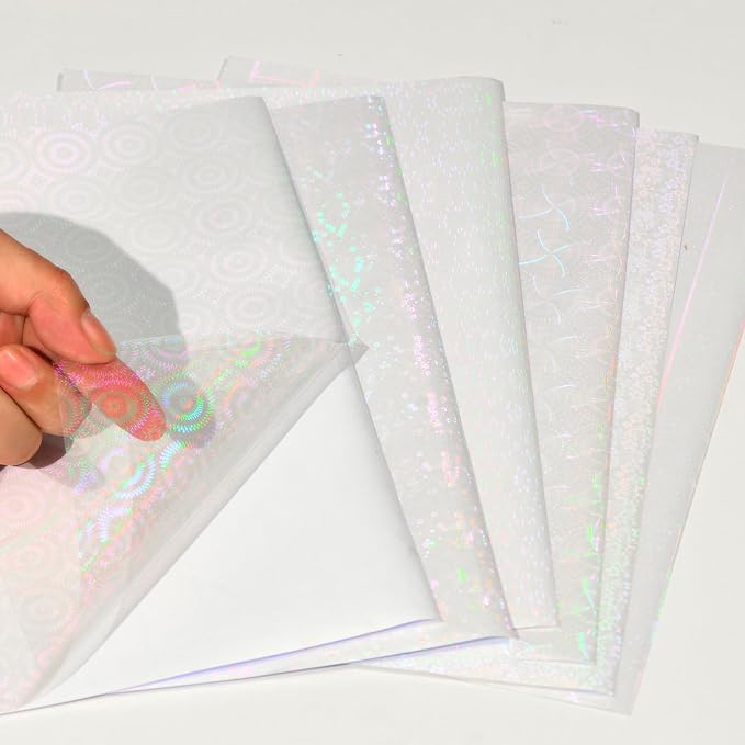 36 Sheets Holographic Laminate Sheets 8.5x11 Inch Self Adhesive 6 Patterns |