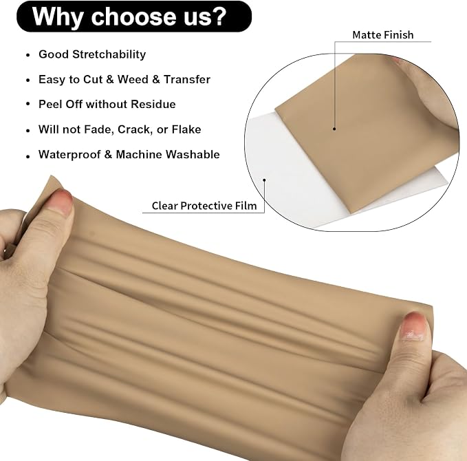 VINYL FROG Camel Heat Transfer Vinyl Roll 12" x5ft Matte HTV Vinyl | Camel Iron