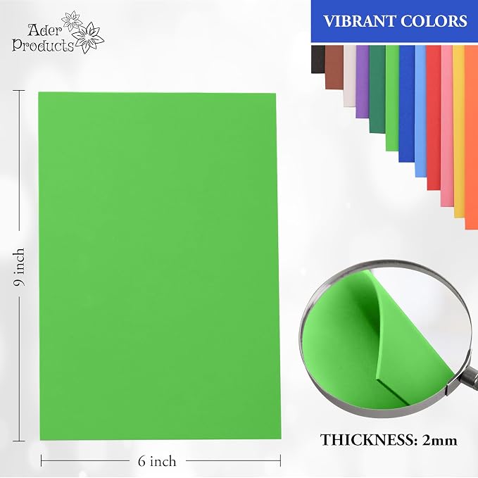 Light Green Eva Foam Sheets, 2mm Thick, 6 x 9 Inch, Handicraft Foam Paper