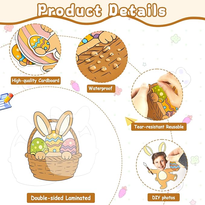 60pcs Easter Theme DIY Cutouts Easter Bunny Eggs Bulletin Board Decoration Set