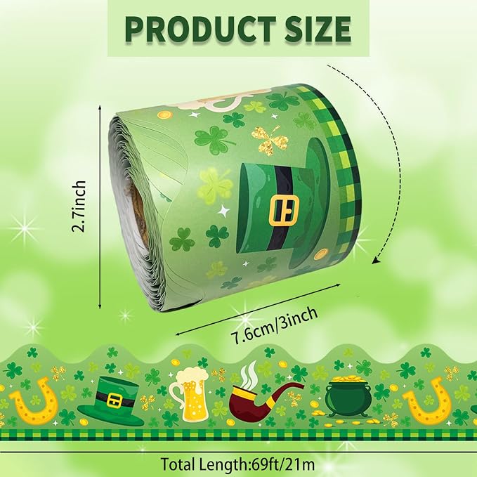 69 Feet St Patricks Day Bulletin Board Borders Lucky Shamrock Clover Rainbow