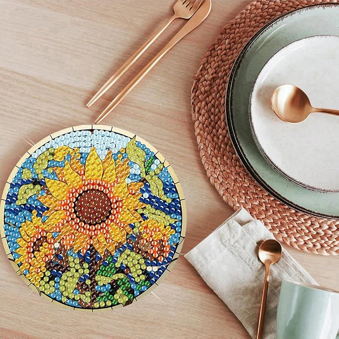 ijbnhd 8 Pcs Sunflower Diamond Art Coasters Kit Diamond Painting Coasters |