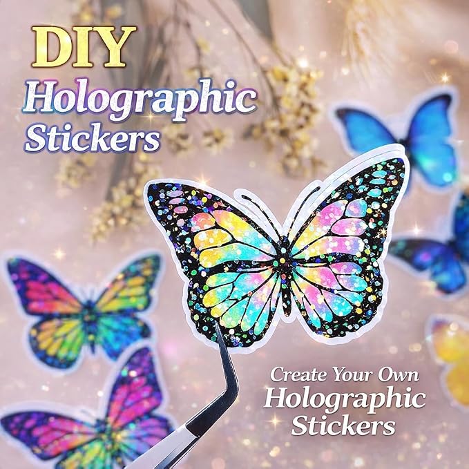 36 Sheets Holographic Sticker Paper Holographic Clear Vinyl Self Adhesive
