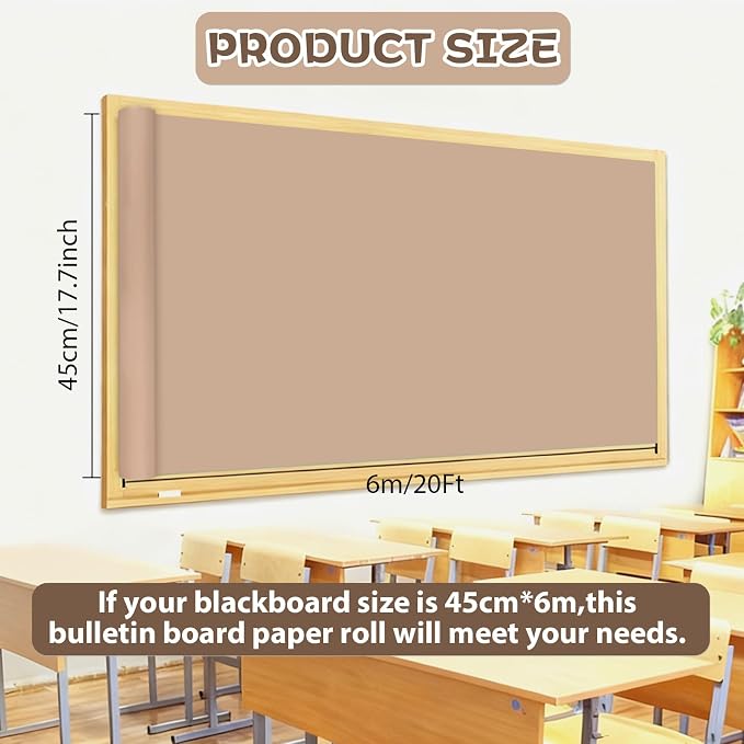 Qyeahkj 17.7in x 20ft Bulletin Board Paper Roll Bulletin Board Background Paper