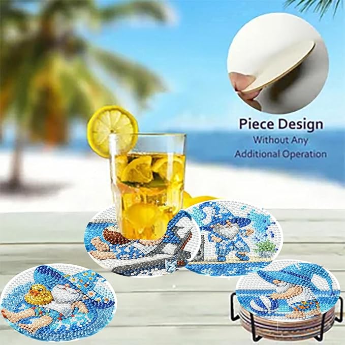 8 Pack Gnome Diamond Art Coasters Kits