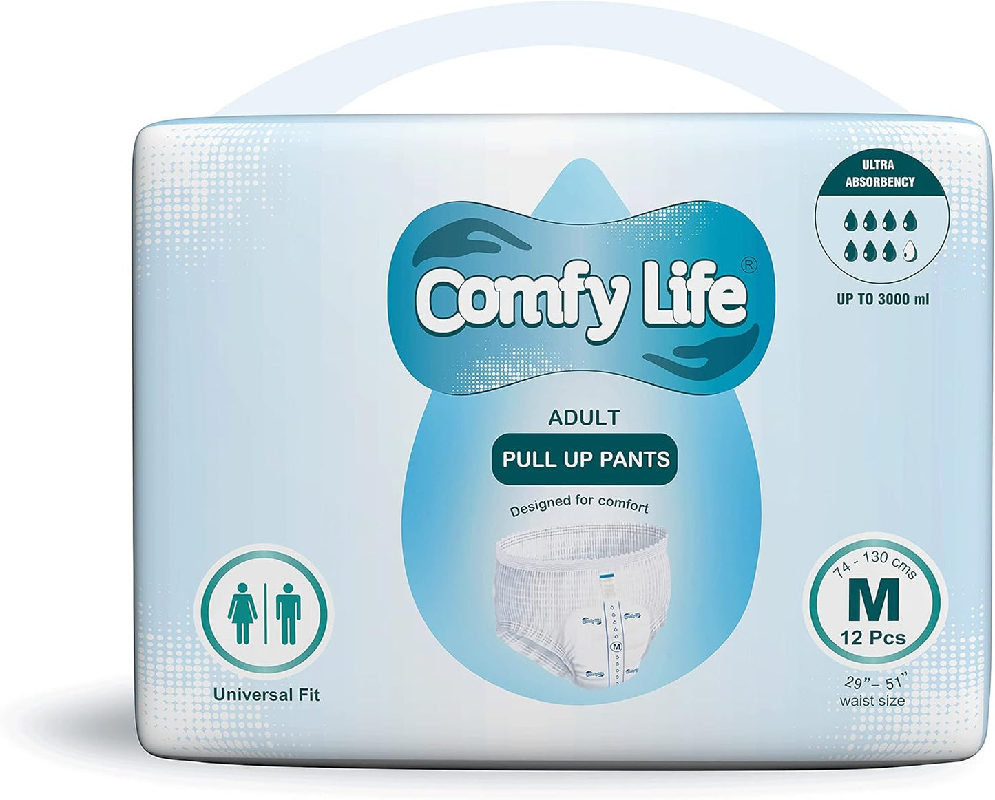 Comfy Life Premium Adult Diaper Incontinence Pull Up Pants – High Absorbency Adult Diapers for Women & Men - Adult Pull Up Nappy Pants for Comfort & Protection - Medium Pack of 12 Pants