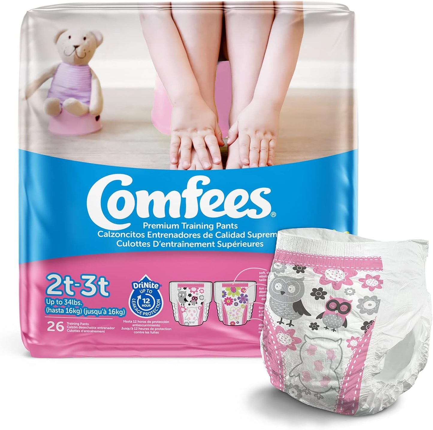 Comfees Training Diaper Pants for Girls, JB S2 6/26, 26 Count