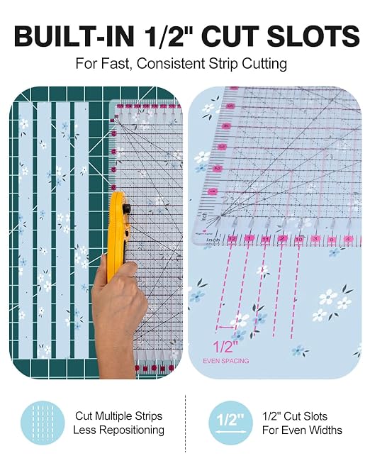 Quilting Rulers 12.5" x 12.5", Slotted Quilting Ruler