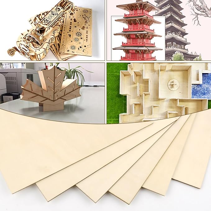 FOCCTS 24 Pack Basswood Sheets 1/8 x 12 x 12 inch, 3mm Plywood Sheets Balsa