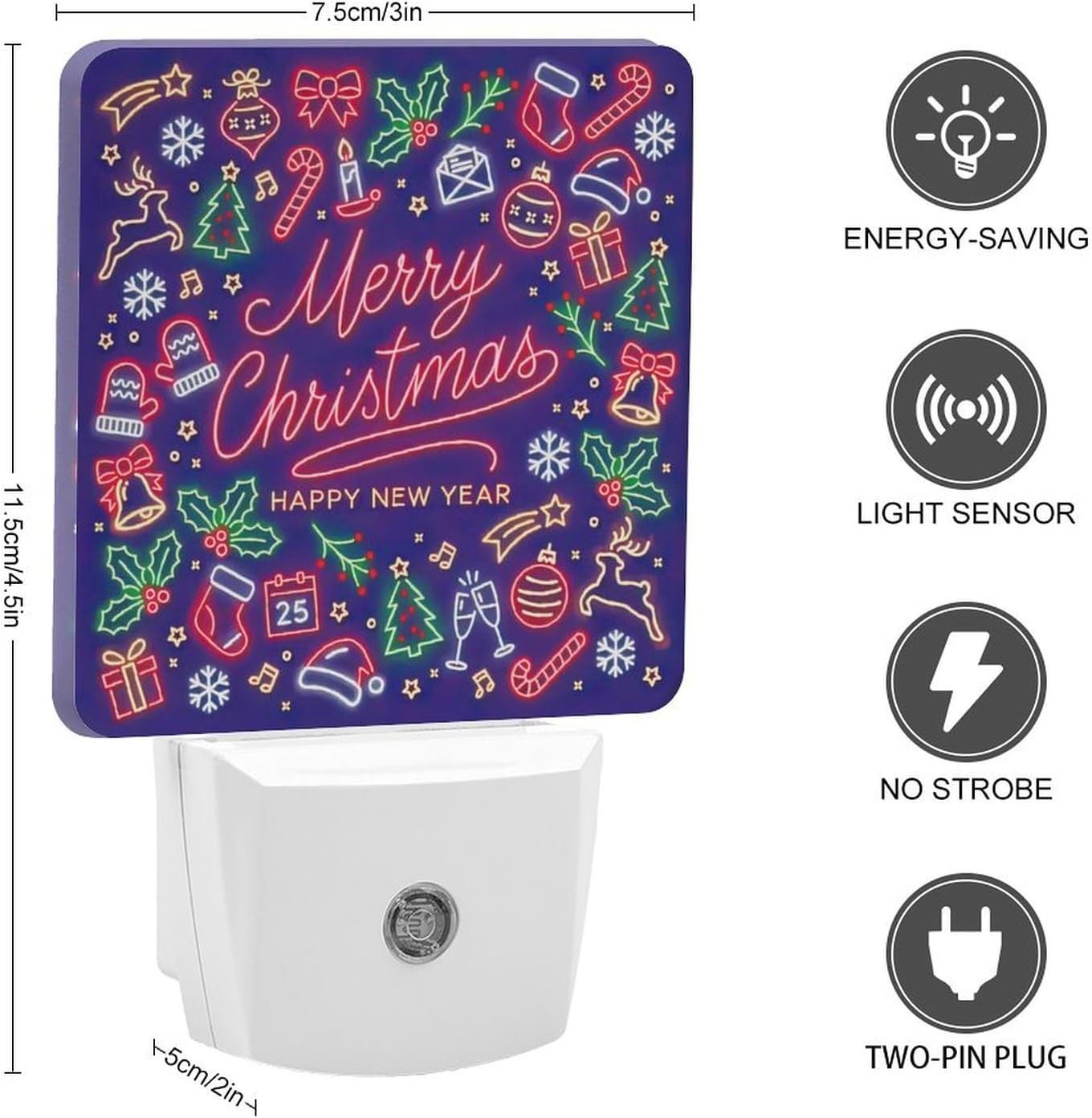 Merry Chrismas Night Light, Plug into Wall Decor Nightlights for Bedroom, Bathroom, Hallway, Kitchen, with Dusk to Dawn Light Auto Sensors LED Night Lights for Boys Girls Women Men Room Gifts
