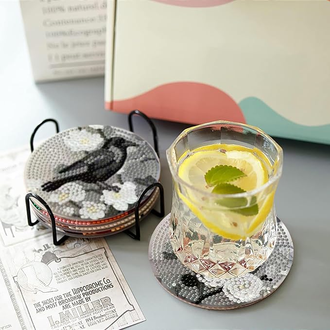 Clendo 8 Pcs Gothic Diamond Art Coasters Kit