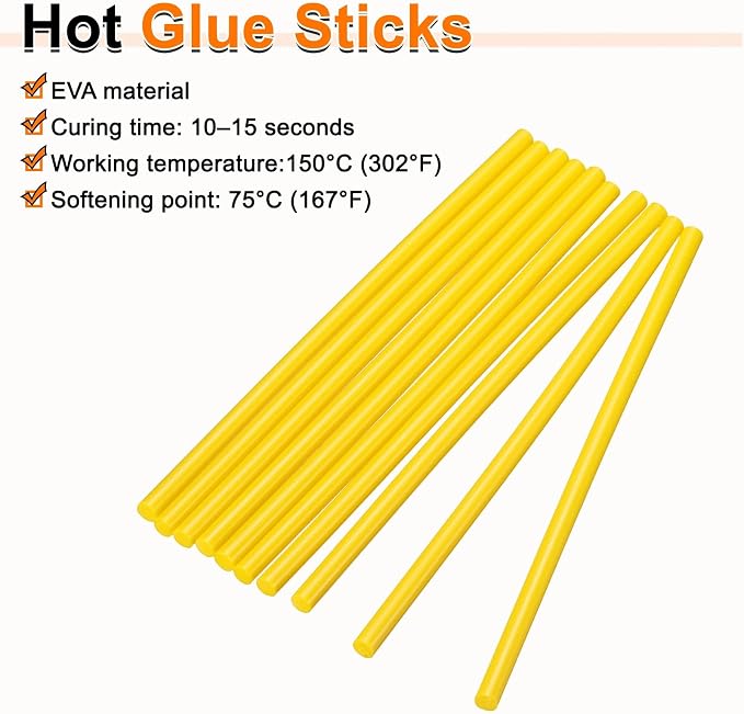 HARFINGTON 10pcs Hot Glue Sticks 0.28" Dia x 9.84" Long EVA Mini Hot Melt