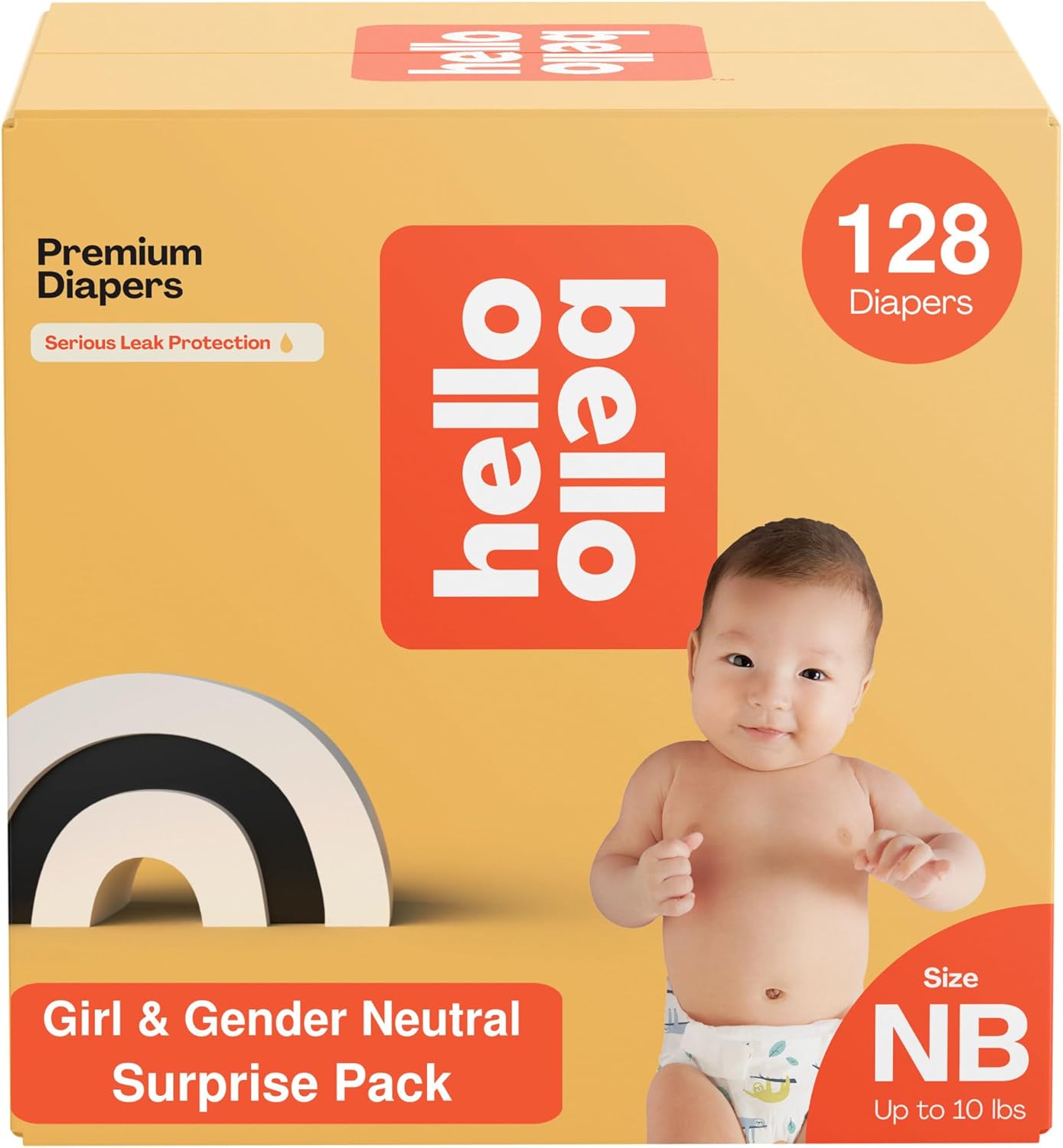Hello Bello Premium Diapers, Size NB (Up to 10 lbs) Surprise Pack for Girls - 128 Count, Hypoallergenic with Soft, Cloth-Like Feel - Assorted Girl & Gender Neutral Patterns (Pack of 2)