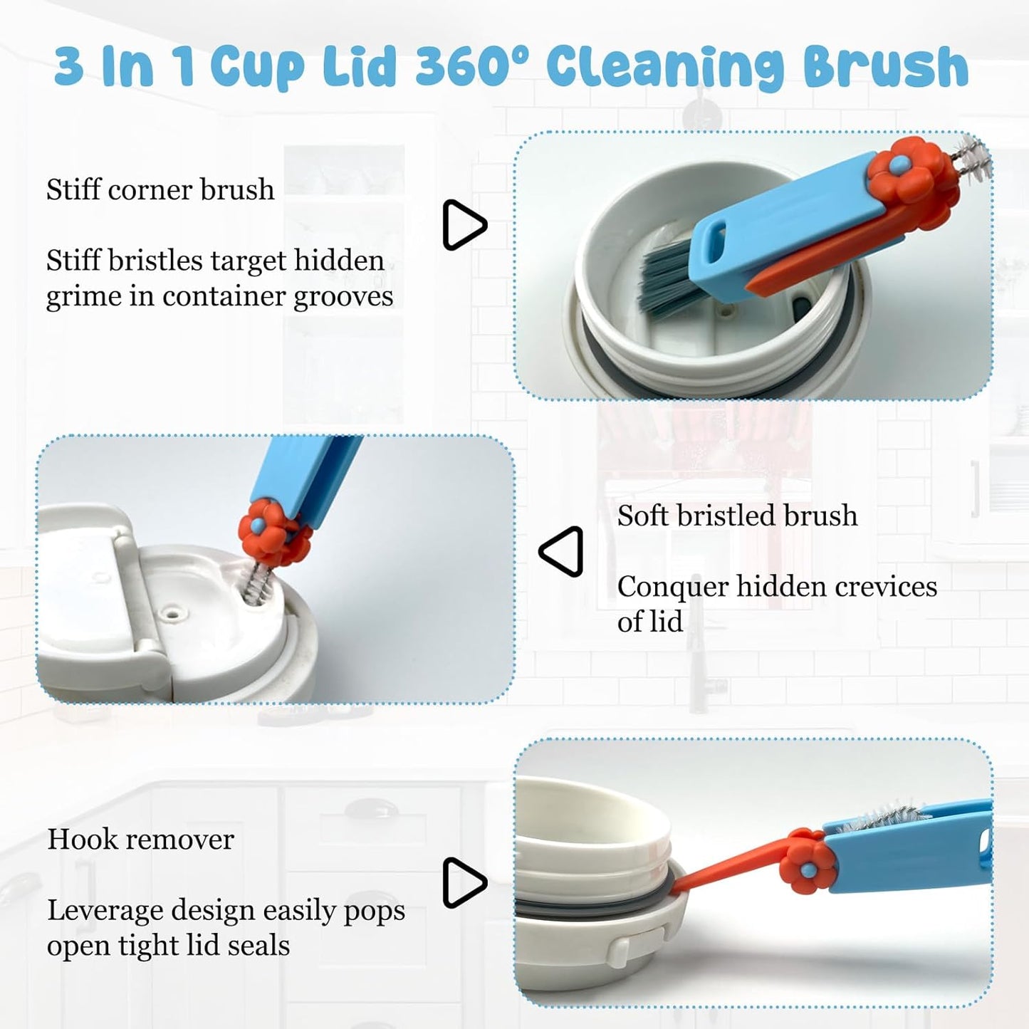 4 Pack Water Bottle Cleaning Kit Straw Cleaner Bottle Brush Cleaner for Owala FreeSip 24oz/32oz/40oz, Silicone Long Brush for Owala, Sport Bottles, Water Bottles, Coffee Mugs