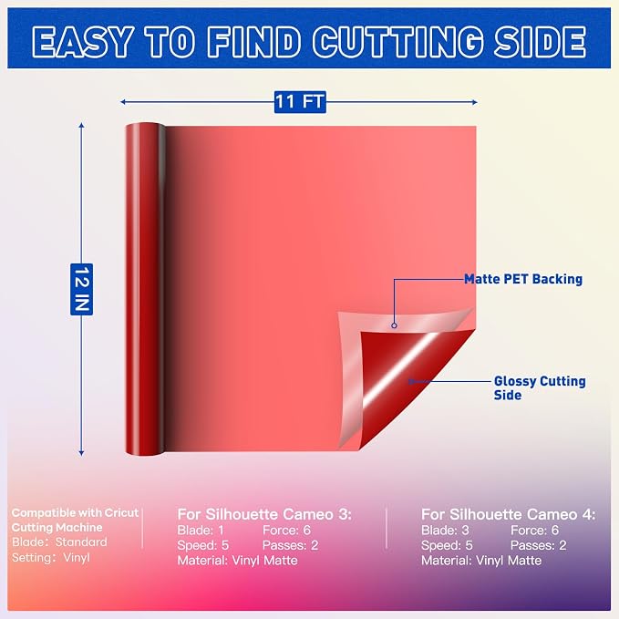 HTVRONT Red Permanent Vinyl Rolls