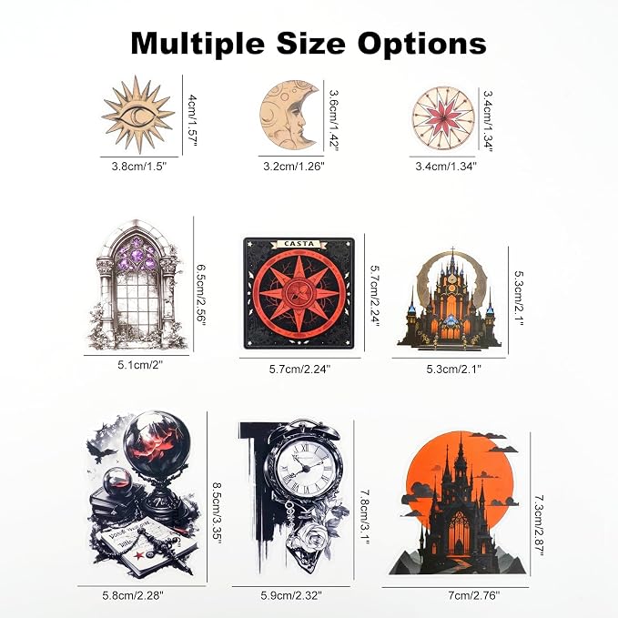 90PCS Gothic PET Stickers Set – Waterproof Die-Cut Stickers