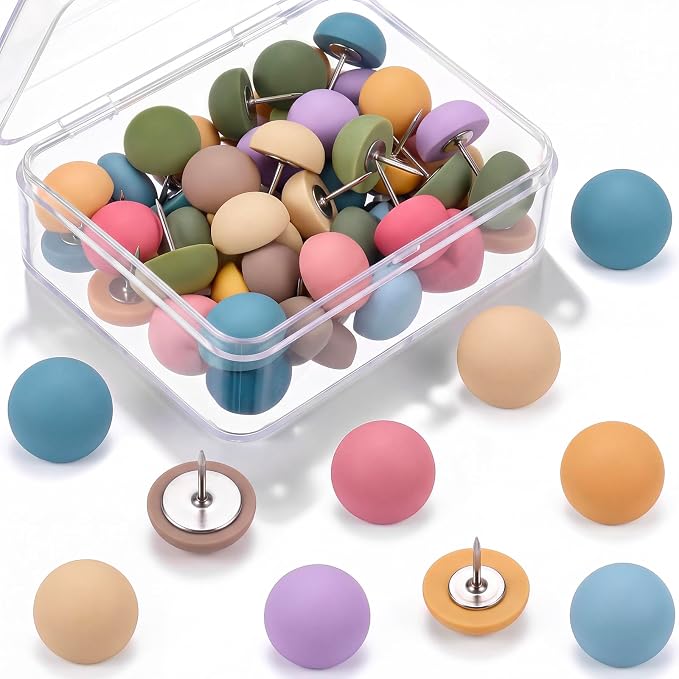 Epakh 30 Pcs Dome Thumb Tacks Decorative Push Pins Colorful Cute Push Pin