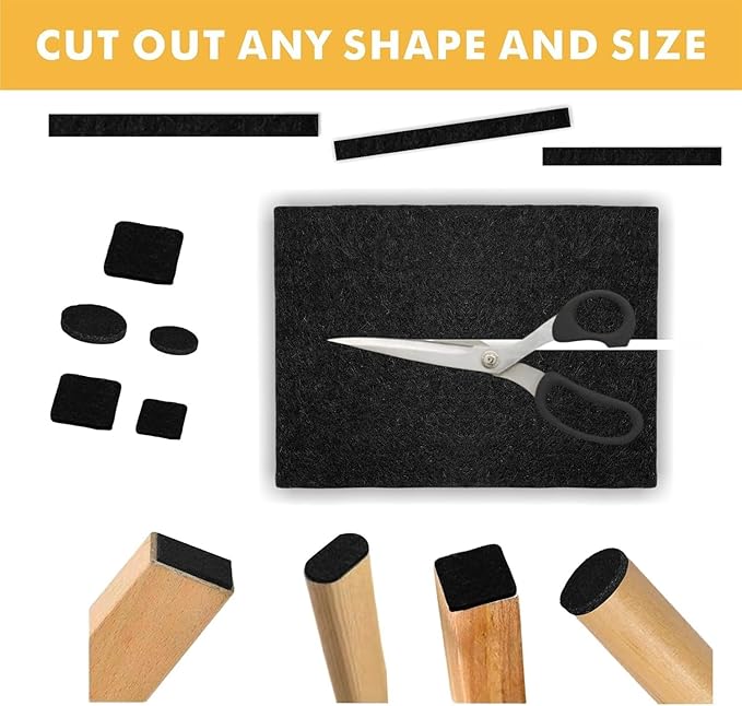 Self Adhesive Felt Sheets 5 Pieces Black Furniture Strip 11.8 x 7.9 inch A4
