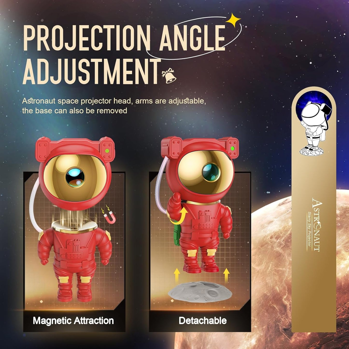 Mooyran Christmas Light Projector Indoor - Red Astronaut Galaxy Projector, Festive Holiday Decor, Romantic Lights for Bedroom, Unique with Remote & Timer