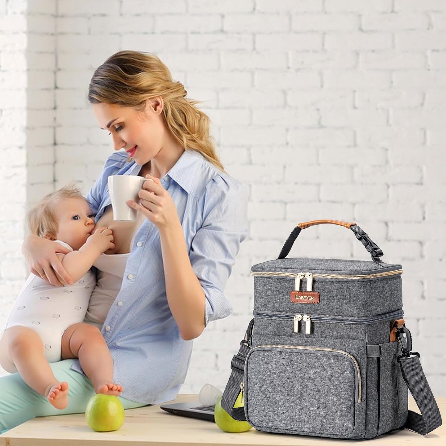 Breastmilk Cooler Bag with Ice Pack Fits 6 Baby Bottles Up to 9 Ounce