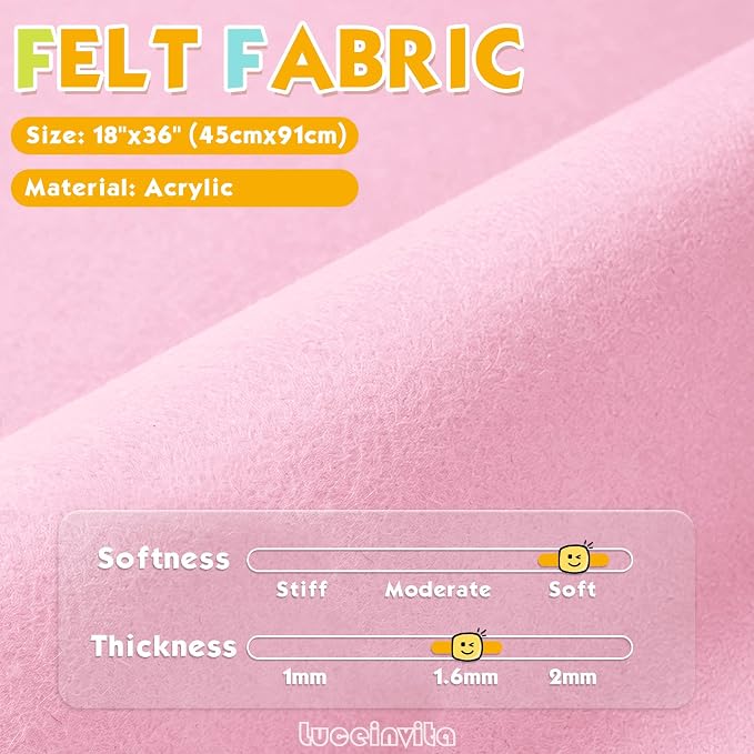 Soft Pink 18" X 36" Felt Fabric Sheet