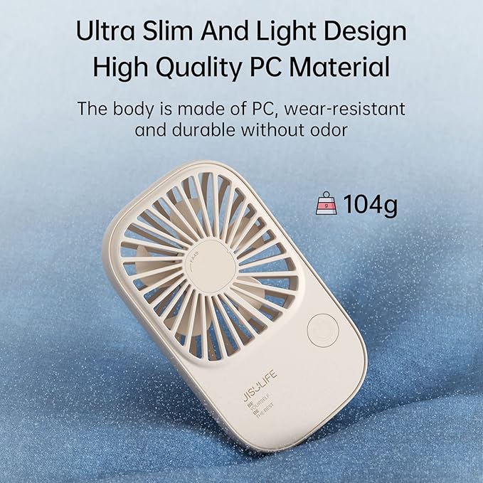 JISULIFE Handheld Mini Lash Fan with Bracket, Small Portable USB Rechargeable Personal Makeup Stylish Fan with 3 Speeds for Women Mom Girls Office Outdoor Travel Beige