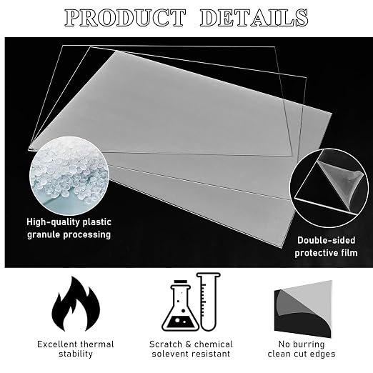 Roowest 1 Pcs 24 x 36 Inch, 1/2 Inch Thick Clear Acrylic Sheets Transparent