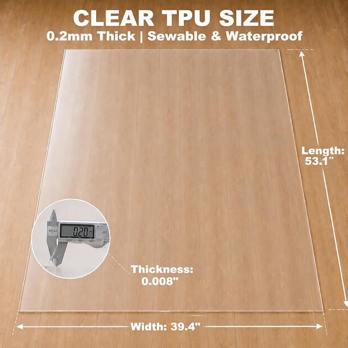 SHISU Clear TPU Vinyl Fabric 8 Mil, Large Waterproof Sheet | Wide transparent