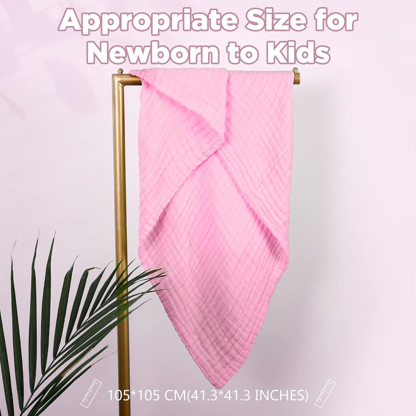 MUKIN Baby Bath Towels, Super Soft Cotton Receiving Blanket for Baby's Delicate Skin,2Pack Swaddle Blanket for Newborns Toddlers Boy Girl,Baby Registry as Shower (White+Pink)