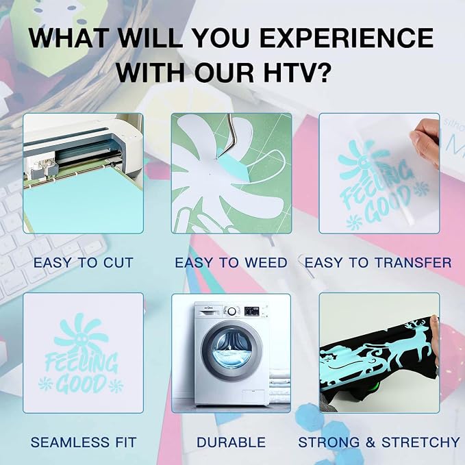 HTVRONT Mint HTV Roll Heat Transfer Vinyl