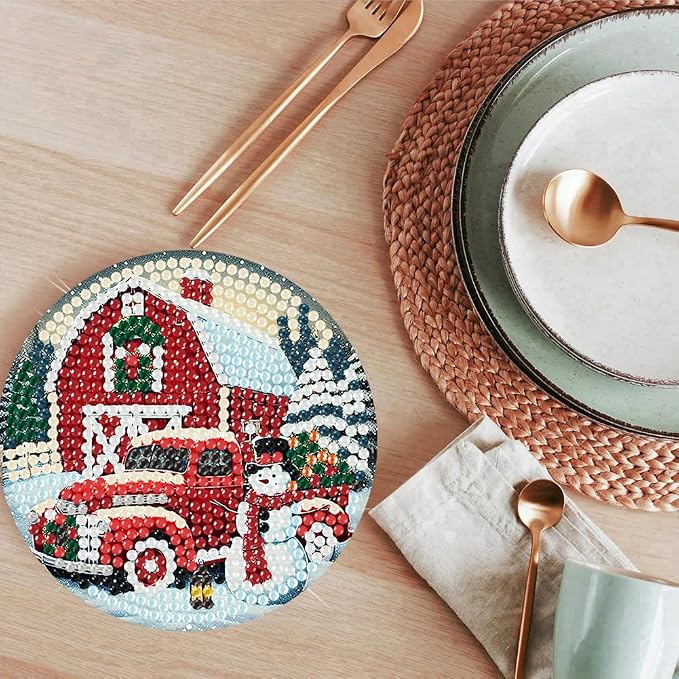 ijbnhd 8 PCS Christmas Diamond Art Coasters Kit