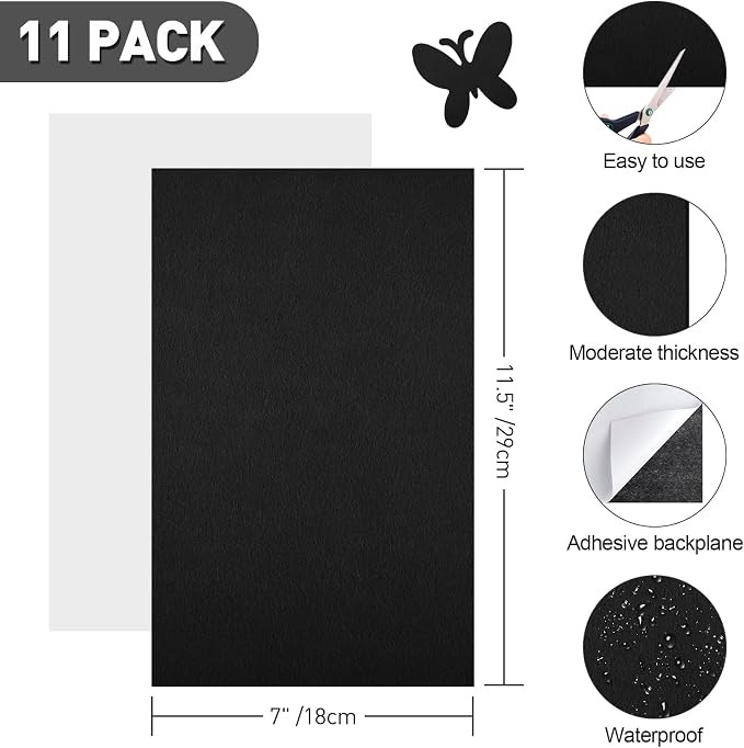 NACHLYNN Self Adhesive Felt Fabric Sheets 7"x11.5" /18x29cm Sticky Back Felt