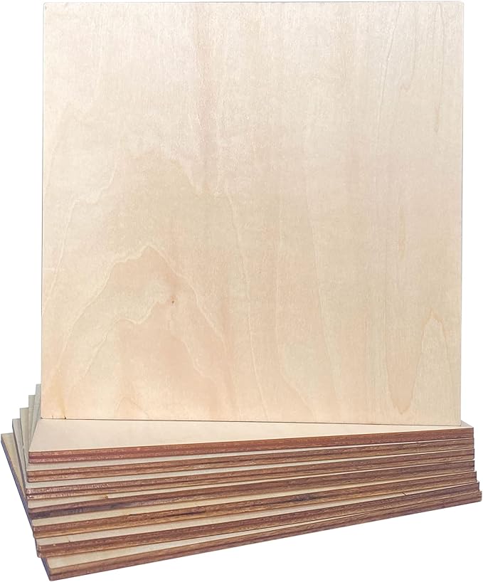 8 Pieces Unfinished Wood Sheet 8x8x3/16 Inch Thick Basswood Plywood Board