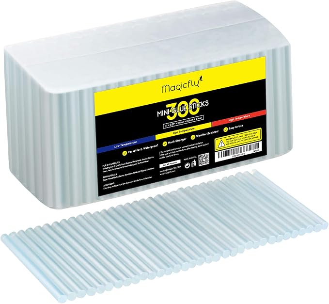 Magicfly Mini Hot Glue Gun Sticks, Huge Pack of 300, Compatible