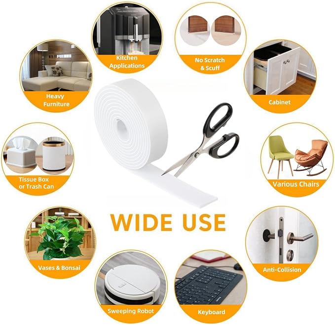 Felt Strips with Adhesive Backing – Furnigear Heavy Duty Cuttable Felt Tape