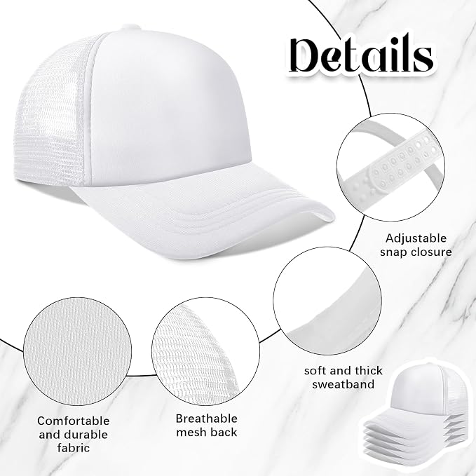 Vabean 24 Pack Sublimation Blank Cap Trucker Mesh Cap Unisex Plain Blank