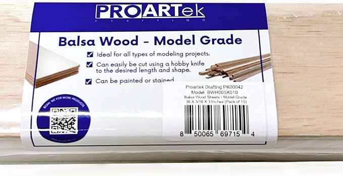 Proartek PK00042 Model BWH005X010 Pack of 10 Balsa Wood Sheets, and
