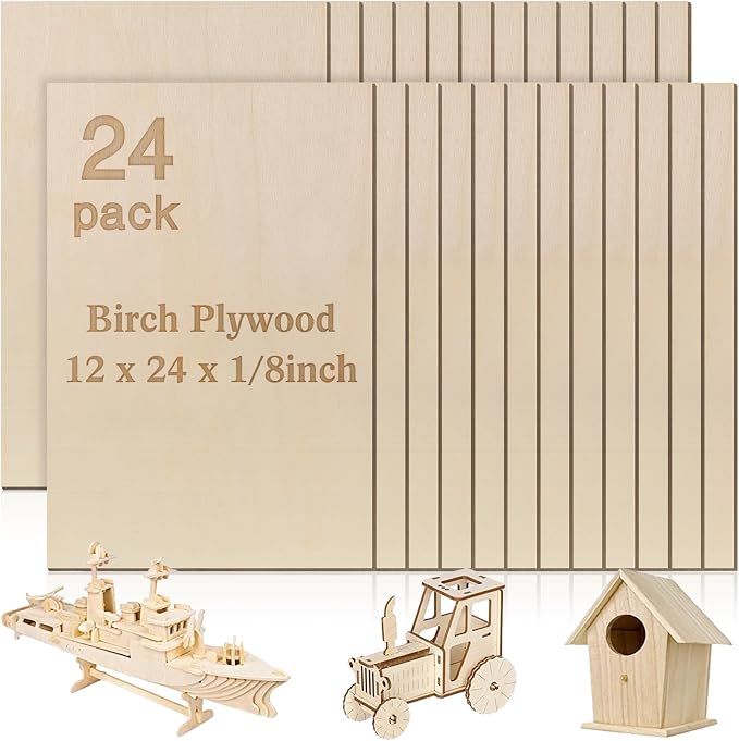 24 Pcs Baltic Birch Plywood, School DIY Projects, CNC Cutting, Wood Burning 24